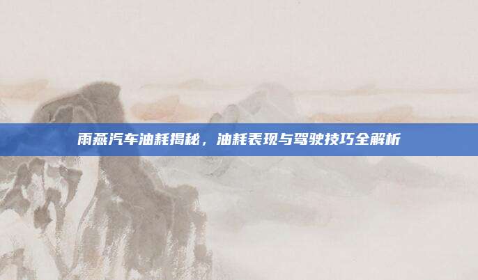 雨燕汽车油耗揭秘,油耗表现与驾驶技巧全解析