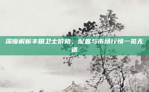 深度解析丰田卫士价格,配置与市场行情一览无遗