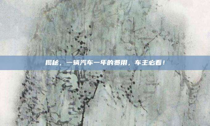揭秘,一辆汽车一年的费用,车主必看!