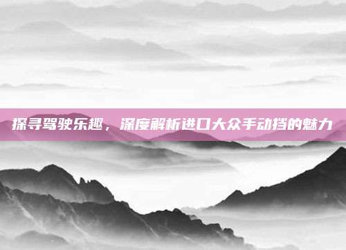 探寻驾驶乐趣,深度解析进口大众手动挡的魅力