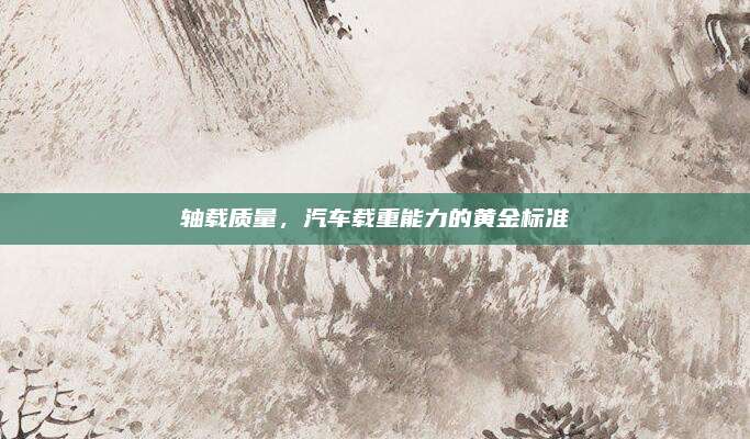 轴载质量,汽车载重能力的黄金标准