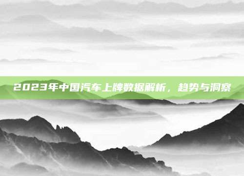 2023年中国汽车上牌数据解析,趋势与洞察