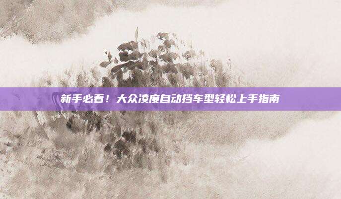 新手必看!大众凌度自动挡车型轻松上手指南