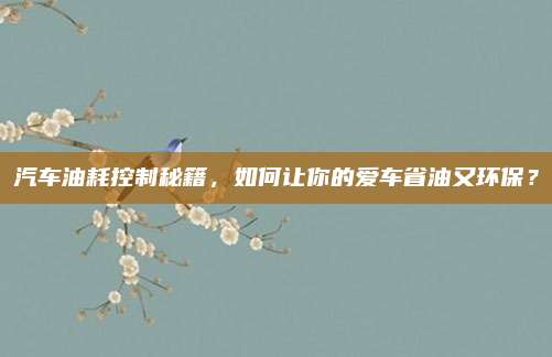 汽车油耗控制秘籍,如何让你的爱车省油又环保?
