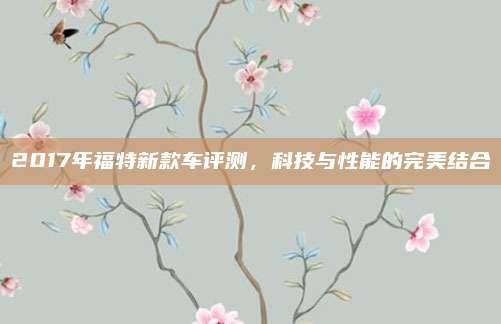 2017年福特新款车评测,科技与性能的完美结合