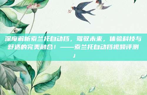 深度解析索兰托自动挡,驾驭未来,体验科技与舒适的完美融合!——索兰托自动挡视频评测」