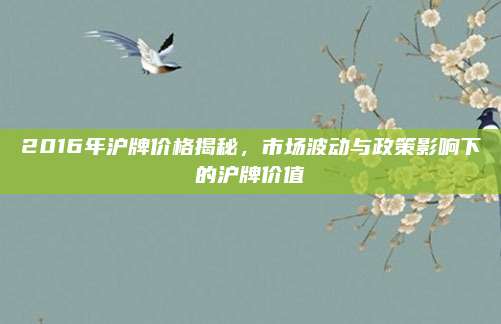 2016年沪牌价格揭秘,市场波动与政策影响下的沪牌价值