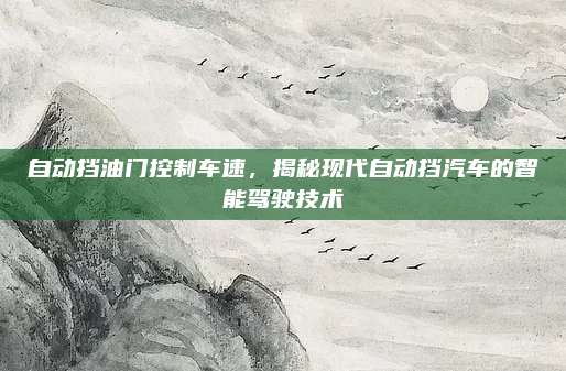 自动挡油门控制车速,揭秘现代自动挡汽车的智能驾驶技术