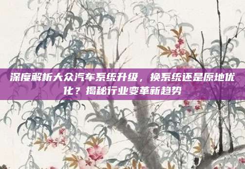 深度解析大众汽车系统升级,换系统还是原地优化?揭秘行业变革新趋势