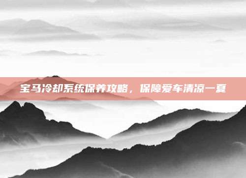 宝马冷却系统保养攻略,保障爱车清凉一夏