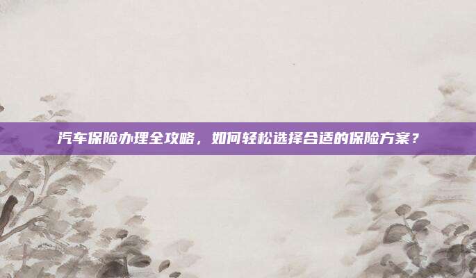 汽车保险办理全攻略,如何轻松选择合适的保险方案?