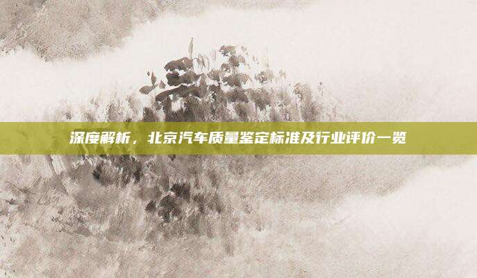深度解析,北京汽车质量鉴定标准及行业评价一览