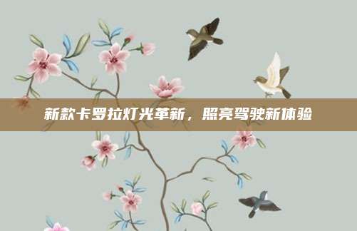 新款卡罗拉灯光革新,照亮驾驶新体验