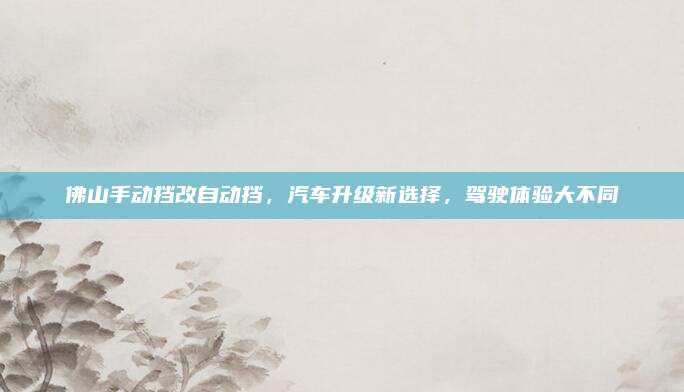 佛山手动挡改自动挡,汽车升级新选择,驾驶体验大不同