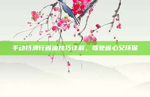 手动挡滑行省油技巧详解,驾驶省心又环保