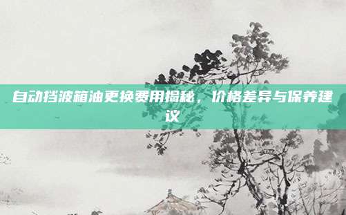 自动挡波箱油更换费用揭秘,价格差异与保养建议