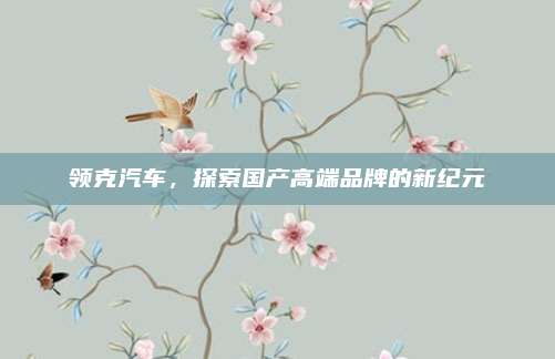 领克汽车,探索国产高端品牌的新纪元