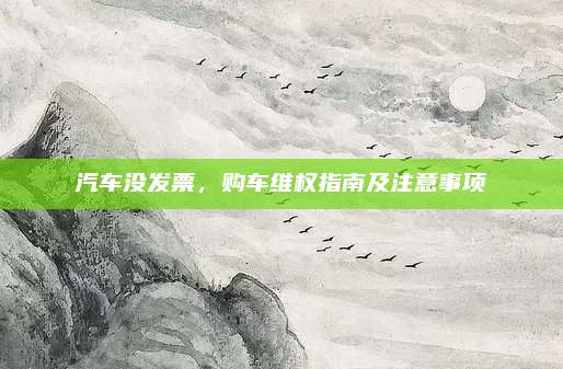 汽车没发票,购车维权指南及注意事项