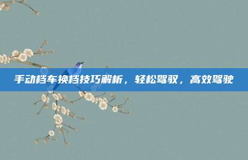 手动档车换档技巧解析,轻松驾驭,高效驾驶