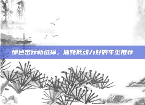绿色出行新选择,油耗低动力好的车型推荐