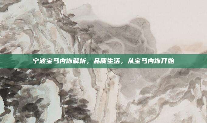 宁波宝马内饰解析,品质生活,从宝马内饰开始