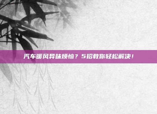 汽车暖风异味烦恼?5招教你轻松解决!