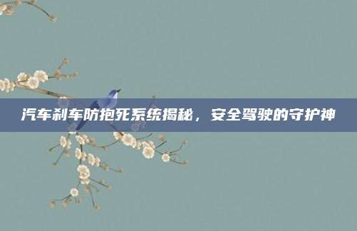汽车刹车防抱死系统揭秘,安全驾驶的守护神