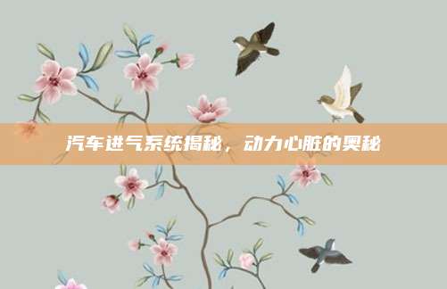 汽车进气系统揭秘,动力心脏的奥秘