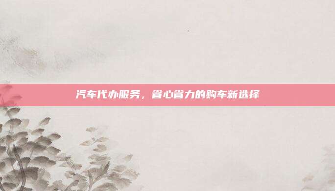 汽车代办服务,省心省力的购车新选择