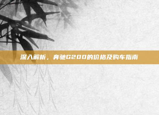 深入解析,奔驰G200的价格及购车指南
