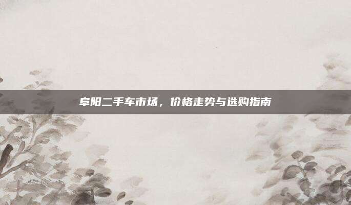 阜阳二手车市场,价格走势与选购指南