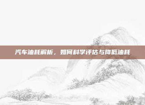 汽车油耗解析,如何科学评估与降低油耗