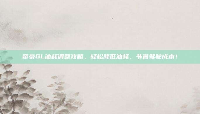 帝豪GL油耗调整攻略,轻松降低油耗,节省驾驶成本!