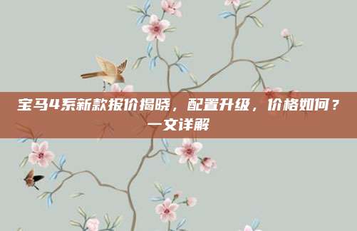 宝马4系新款报价揭晓,配置升级,价格如何?一文详解
