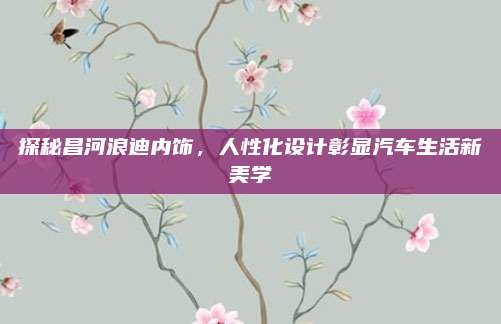 探秘昌河浪迪内饰,人性化设计彰显汽车生活新美学