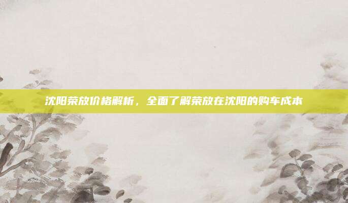沈阳荣放价格解析,全面了解荣放在沈阳的购车成本
