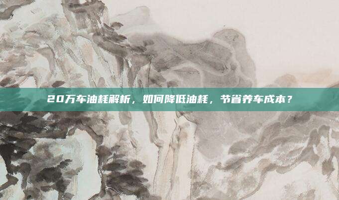 20万车油耗解析,如何降低油耗,节省养车成本?