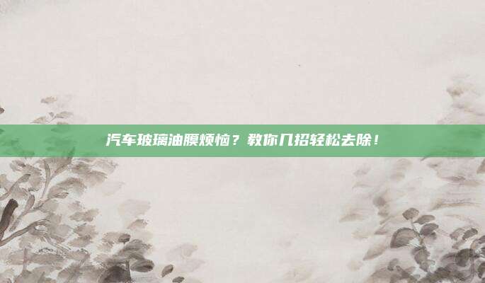 汽车玻璃油膜烦恼?教你几招轻松去除!