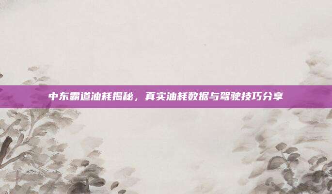 中东霸道油耗揭秘,真实油耗数据与驾驶技巧分享