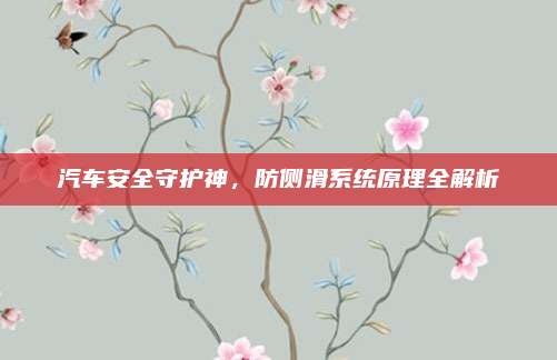 汽车安全守护神,防侧滑系统原理全解析