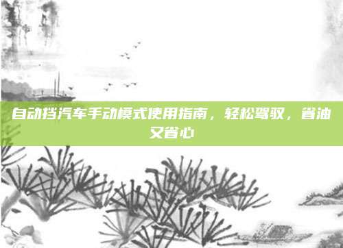 自动挡汽车手动模式使用指南,轻松驾驭,省油又省心