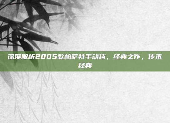 深度解析2005款帕萨特手动挡,经典之作,传承经典