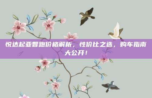悦达起亚智跑价格解析,性价比之选,购车指南大公开!