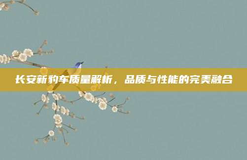 长安新豹车质量解析,品质与性能的完美融合