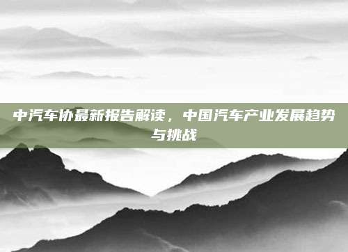 中汽车协最新报告解读,中国汽车产业发展趋势与挑战