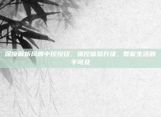 深度解析风朗中控按钮,操控体验升级,智能生活触手可及