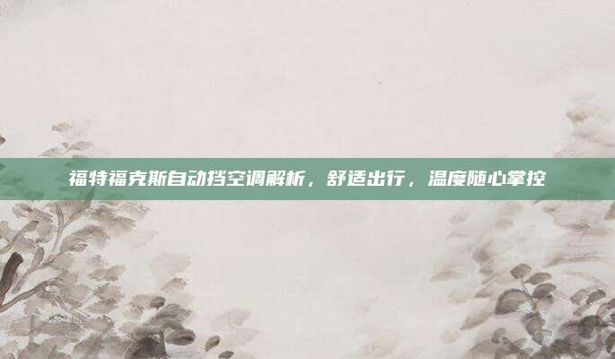 福特福克斯自动挡空调解析,舒适出行,温度随心掌控
