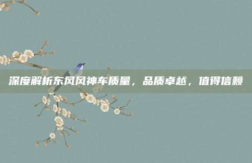 深度解析东风风神车质量，品质卓越，值得信赖