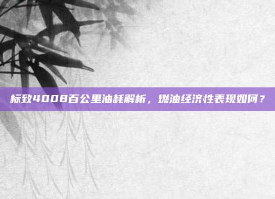 标致4008百公里油耗解析,燃油经济性表现如何?