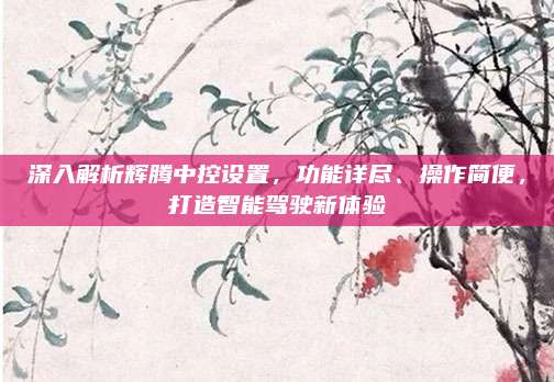 深入解析辉腾中控设置,功能详尽、操作简便,打造智能驾驶新体验